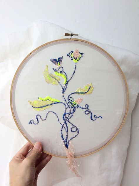 Neon Embroidery, Valentine Words, Illustration Studio, Embroidery Lessons, Abstract Embroidery, Textile Art Embroidery, Sewing Machine Embroidery, Contemporary Textiles, Bead Embroidery Patterns