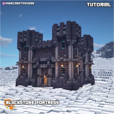 Feverr ~ on Instagram: “Tutorial: Blackstone fortress! 1.16 has some amazing blocks. Blackstone can really make some neat fortress or castles! Hope you guys like…” Nether Fortress Build, Nether Builds, Nether Minecraft, Blackstone Fortress, Minecraft Castle Designs, Minecraft Kingdom, Bangunan Minecraft, Minecraft House Tutorials, Minecraft Castle