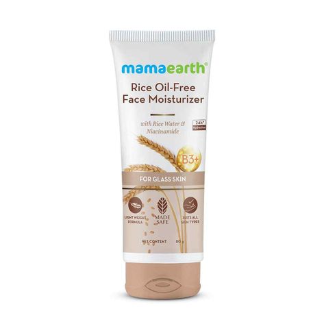 Rice Oil-Free Face Moisturizer With Rice Water & Niacinamide for Glass Skin - 80 g Product Description What’s hydrating, weightless & gives you glass skin? Hello Mamaearth Rice Oil-Free Face Moisturizer. Crafted with the goodness of Rice Water & Niacinamide, the moisturizer instantly moisturizes & brightens your skin. Rice Water is proven to add a surge of moisture, reviving your skin’s glow. Niacinamide minimizes the appearance of pores & works towards rebuilding the lipid layer, improving the Oil Free Face Moisturizer, Mamaearth Moisturizer, Mamaearth Products, Face Moisturizer For Oily Skin, Mama Earth, Quick Pasta, Rice Water, Lighten Dark Spots, Moisturizer For Oily Skin