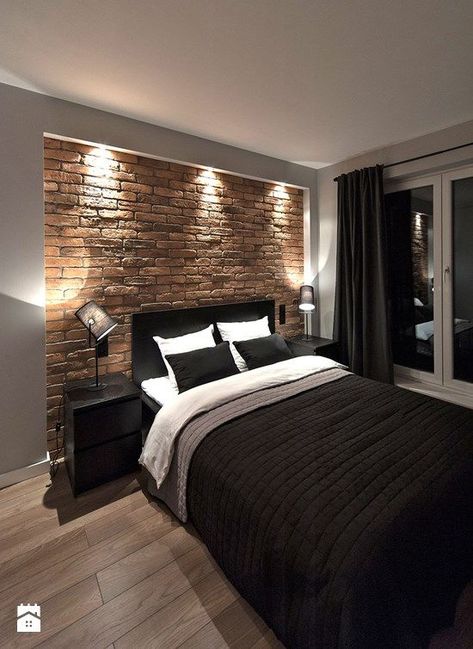 Brick Wallpaper Bedroom, Brick Bedroom, Room Decor For Men, Mens Room Decor, Interior Design Blogs, Beautiful Bedrooms Master, Bedroom Design Inspiration, House Dream, Trendy Bedroom