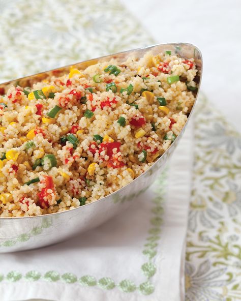 Get the recipe for Southern Lady magazine's Roasted Corn and Red Pepper Couscous. Large Pearl Couscous Recipes, Seasoned Pearl Couscous, Roasted Red Pepper Couscous, Roast Vegetable Couscous, Roasted Vegetable Couscous, Red Quinoa, Couscous Recipes, Southern Lady, Rice Salad