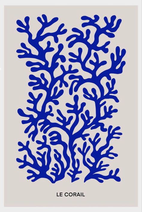 Plakat Design Inspiration, Sea Print, Matisse Inspired, Coral Print, Picture Collage Wall, Blue Coral, Ocean Print, Arte Inspo, Art Collage Wall