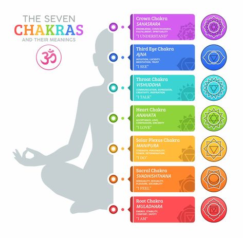 Chakra Colors: Guide to 7 Chakras & Their Meanings (Free Chart) • Colors Explained Chakra Colors Meaning, Colors And Meanings, 7 Chakras Meditation, Mandala Chakra, Colors Meaning, Vishuddha Chakra, Chakra Chart, Manipura Chakra, Anahata Chakra