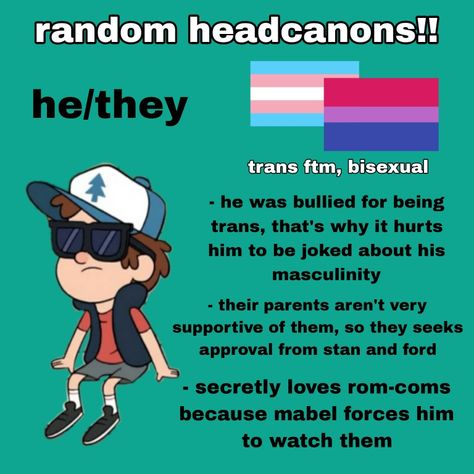 Dipper Headcanon, Trans Validation, Dipper Pines Headcanons, Trans Dipper Pines Fanart, Gravity Falls Headcanon, Trans Dipper Pines, Lgbtq Headcanons, Gravity Falls Dipper, Gravity Falls Funny