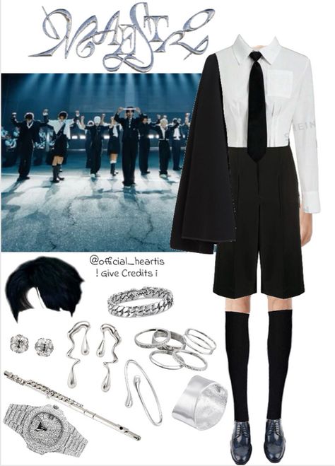 Skz 9th Member, Black Thigh High Socks, Navy Blue Hair, Grunge Earrings, Stray Kids Outfits, Patek Philippe Mens, Goth Choker, Black Thigh High, Punk Earrings