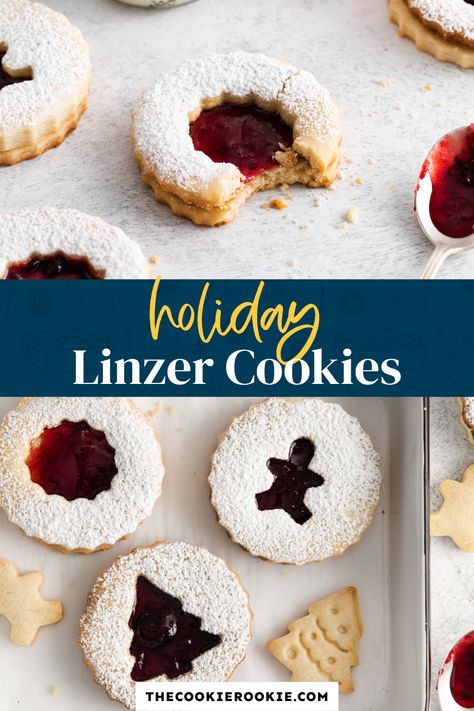 Austrian Desserts, Linzer Cookies Recipe, Christmas Classics, The Cookie Rookie, Homemade Recipes Dessert, Cookie Rookie, Linzer Cookies, Delicious Brownies, Easy No Bake Desserts