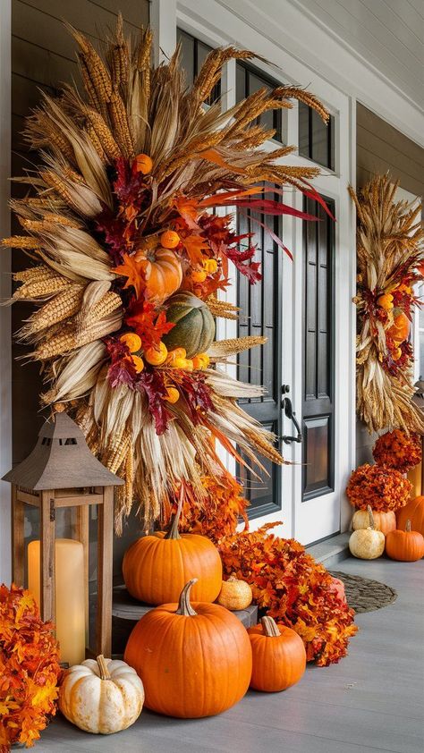 Discover the best fall porch decor ideas to create a cozy, inviting entrance to your home this autumn. Get inspired now! Fall Porch Decor Ideas, Fall Yard Decor, Fall Front Door Decor, Fall Porch Decor, Fall Front Porch Decor, Fall Arrangements, Fall Thanksgiving Decor, Autumn Decorating, Fall Outdoor Decor