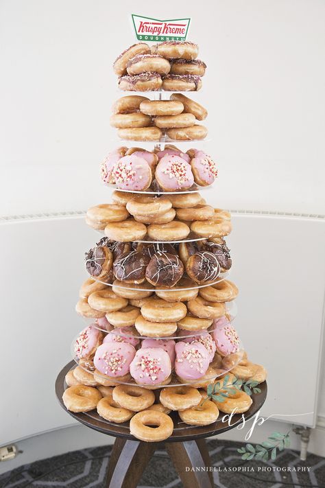 C A K E  | 8 tier Krispy Kreme Wedding Cake! Krispy Kreme Wedding Cake, Krispy Kreme Wedding, Wedding Dessert, Krispy Kreme, Wedding Desserts, Vow Renewal, Gingerbread Cookies, Fall Wedding, Wedding Cake