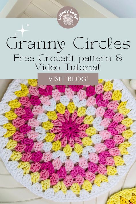 Granny Circle Pin Granny Circle In A Square, Circular Granny Square Blanket, Easy Circle Crochet Pattern, Crochet Visual Pattern, Circle Crochet Pattern Blanket, How To Crochet Perfect Circle, Half Circle Granny Square, How To Crochet A Round Circle, Crochet In Circles