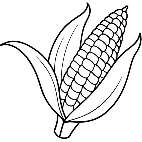 Corn Clipart Black and White Corn Coloring Page, Turkey Outline, Maple Leaf Clipart, Corn Clipart, Corn Thanksgiving, Candle Clipart, Black And White Outline, Thanksgiving Cartoon, Thanksgiving Clipart