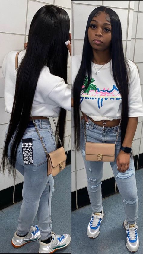 Designer Bday Outfit, Rhude Shirt Outfit Black Women, Amiri Jeans Outfit Black Women, Black And White 11s Outfit, Ksubi Outfit Black Women, Ksubi Jeans Outfit Black Women, Ksubi Skirt Outfit, Palm Angels Outfit Black Women, Off White Shoes Outfits For Black Women