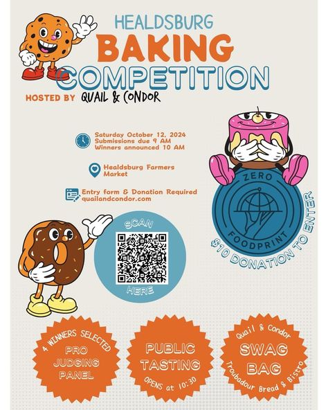 The Healdsburg Baking Competition is 1 week away! Applications are closing, so get yours in now 🤩 ⠀⠀⠀⠀⠀⠀⠀⠀⠀ 4 categories to choose from, professional judging panel, and awesome prizes! ⠀⠀⠀⠀⠀⠀⠀⠀⠀ Only $10 donation to @zerofoodprint to enter. Spread the word! Baking Competition, Competition Poster, Farmers Market, Baked Goods, Thing 1, Baking, 10 Things, Quick Saves