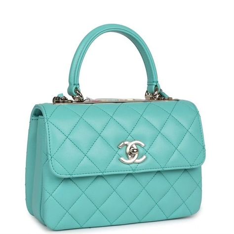 Turquoise Bag, Decorating Frosting, Chanel Box, Chanel Mini, Turquoise Leather, Tiffany Blue, Flap Bag, Lambskin Leather, Half Moon