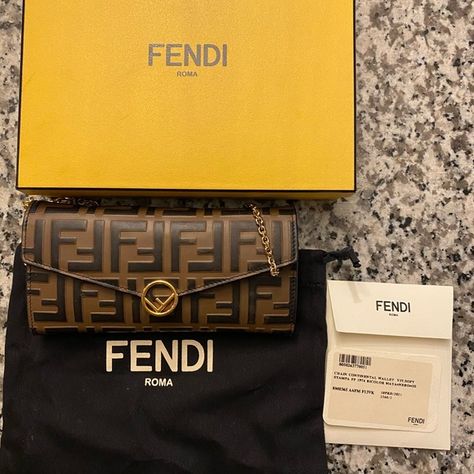 Authentic Fendi chain wallet Fendi 2015, Fendi Fur, Fendi Wallet On Chain, Silver Sunglasses, Fendi Accessories, Fendi Sunglasses, Sunglasses Logo, Fendi Logo, Red Sunglasses