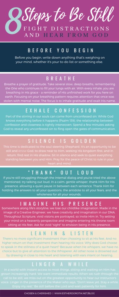 Do you struggle to be still and hear God's voice. These 8 steps will help you fight distractions and hear from God. Sign up for the FREE Bible study workbook with Scripture writing printable and Bible reading plans. how to have a quiet time with God | learn how to be still and know God | effective prayer #biblestudy #prayer #hearinggod Devotional Time With God, Quiet Time With God Ideas, How To Have Quiet Time With God, Hearing From God, How To Be More Quiet, How To Be Closer To God, Time With God Ideas, Prayer Before Reading The Bible, How To Be Quiet