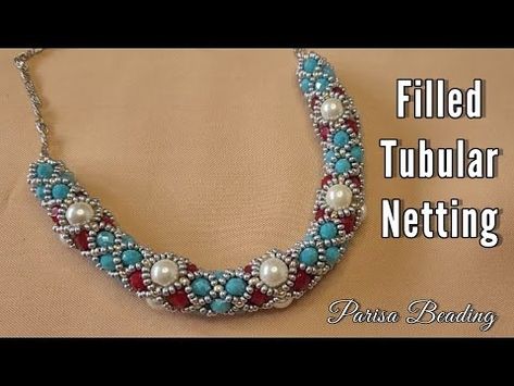 (29) DIY Filled Tubular Netting Necklace/ Bracelet Tutorial 👌 - YouTube Jewelry Making Patterns, Braided Bracelet Diy, Diy Beaded Rings, Beaded Necklace Tutorial, Bracelets Handmade Diy, Necklace Tutorial, Beaded Rope, Bead Loom Bracelets, Necklace Patterns