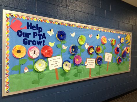 Help Our PTA Grow bulletin I just did for back to school. Pta Themes, Pta Membership Drive, Pto Bulletin Board, Pto Membership, Pta Bulletin Boards, Pta Volunteer, Pta Board, Pto Board, Pta Membership