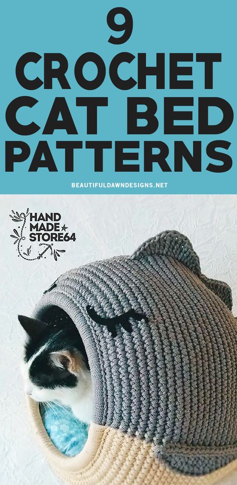 10 Unique Crochet Cat Bed and Cat Cave Patterns Cat Couch Crochet Pattern Free, Cat Bed Crochet Pattern Free, Free Witchy Crochet Patterns, Crochet For Cats Pattern Free, Crochet Cat Cave Pattern Free, Crochet Witchy Stuff Free Pattern, Crochet Cat Bed Free Pattern, Crochet Cat Toys Free Pattern, Cat Cave Pattern