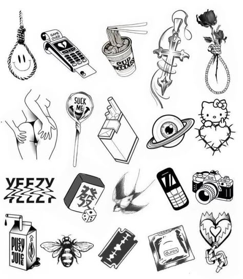 Cute Minimal Tattoos, Small Fun Tattoos, Easy Flash Tattoo, Gothic Sketches, Easy Doodling, Flash Tattoo Sleeve, Car Collage, Black Flash Tattoos, Diy Tattoos