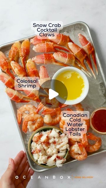 OceanBox on Instagram: "NEW ITEM: Seacuterie Box   Our seacuterie box is a fun twist on the classic charcuterie experience. Whether you’re hosting a summer gathering or simply treating yourself, our seacuterie board will make a splash 🌊  It comes with  🦀 2 lb snow crab claws (one bag) 🦐 2 trays Colossal domestic shrimp  🦞 4 Cold water lobster tails   Click our link in bio to order yours straight to your door  . . . #seacuterie #lobster #lobstertails #crab #crabclaws #shrimp #seafood #seafoodappetizer" Crab Charcuterie Board, Seacuterie Board Ideas, Seafood Buffet Ideas Parties, Seafood Charcuterie Board Ideas, Colossal Shrimp, Seafood Party, Snow Crab, Seafood Buffet, Crab Claws