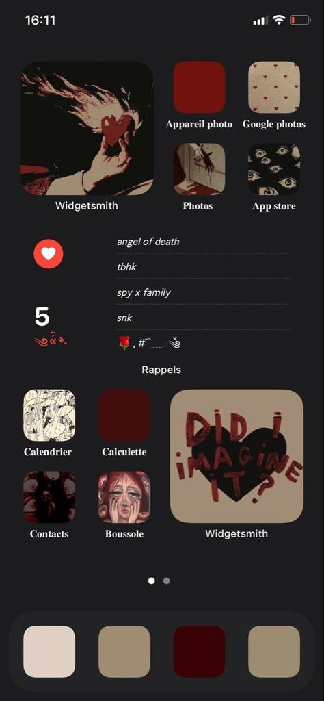 Dark Red Homescreen Layout, Ios15 Homescreen Ideas, Red Homescreen Layout, Phone Aesthetic Homescreen, Phone Themes Aesthetic, Aesthetic Homescreen Ideas, Icon Homescreen, Aesthetic Homescreen Layout, Phone Ios