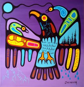 MARK ANTHONY JACOBSON CATALOGUE RAISONN�É: Thunderbird Medicine - A Divine Love between a Father and his 2 Daughters Ojibway Tattoo, Ojibway Art, Haida Thunderbird, Alaska Drawing, Arte Haida, Norval Morrisseau, Mark Antony, Native Artwork, Pacific Northwest Art