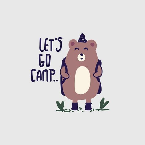 Camping Animals, Camping Vector, Going Camping, Nature Background, Animals Funny, Funny Drawings, Fabric Textile, Iconic Photos, Cute Bear