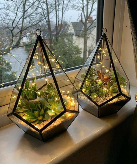 Chandelier Terrarium, Hanging Terrarium Ideas, Terrarium Shelf, Memorial Service Decorations, Hanging Plant Ideas, Lantern Terrarium, Succulents Terrarium, Hanging Glass Terrarium, Hanging Plants Outdoor