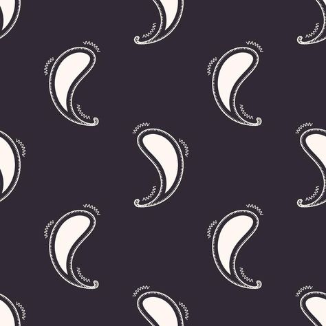 Modern simple paisley moving shape seamless pattern black-white monochrome color background. Use for fabric, textile, interior decoration elements, upholstery, wrapping. August Ro, Simple Paisley, Modern Paisley, Hd Flowers, Textile Interior, Outline Illustration, Monochrome Color, Fabric Textile, Pattern Images