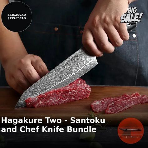 🔪 Upgrade your kitchen tools with the Hagakure Two Knife Bundle! 🌟 Crafted with precision and durability in mind, this bundle includes both an 8-inch Chef knife and an 8-inch Santoku knife. 🍽️ 💥 Say goodbye to dull blades and hello to effortlessly slicing and dicing! 💥 ✅ Made with VG10 blades and G10 handles, these knives are designed to handle any culinary challenge you throw at them. 🥕🥩🍅 ⏰ Don't miss out on our 15% discount before June 30, 2024! ⏰ 🎉 Get this incredible bundle for only $... Cleaver Knife, Sharpening Tools, Chef Knife Set, Damascus Steel Knife, Boning Knife, Kitchen Cutlery, Japanese Knife, Damascus Knife, Santoku Knife