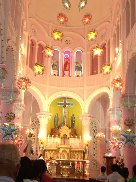 Pink Church Aesthetic, Pink Virgencita Wallpaper, Pink Mexican Aesthetic, Pink Church, Our Father Who Art In Heaven, Church Aesthetic, Mexican Culture Art, Pink Castle, Last Unicorn