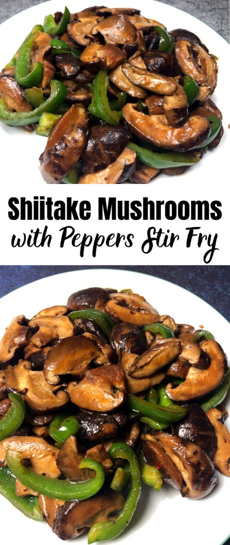 Shiitake Stir Fry, Peppers Mushrooms Recipe, Green Bell Pepper Recipes Vegan, Mushrooms And Bell Peppers, Mushroom Stir Fry Vegetarian, Keto Shitake Mushroom Recipes, Green Pepper And Mushroom Recipes, Mushroom Green Pepper Recipe, Shiitake Mushroom Stir Fry