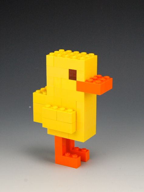 Lego Crossy Road Baby Duck Lego Objects, Lego Duck, Lego Duck Instructions, Lego Bunny Instructions, Lego Stem Activities, Lego Tractor Instructions, Lego Daffodil, Lego Diy Projects, Lego Duplo Animals