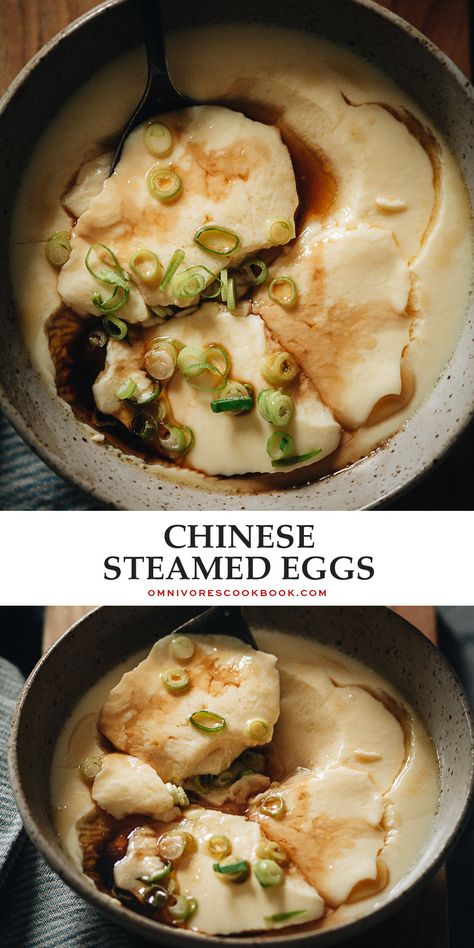 Asian Egg Recipe, Chinese Breakfast, Steamed Eggs, Steam Recipes, Egg Dish, Chinese Cooking, Delicious Dinner Recipes, Asian Dishes, Breakfast Dishes