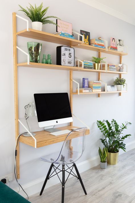 my wall-mounted workspace combination Ikea Shelf System, Shelf Above Computer Desk, Ikea Desk Shelf, Shelf Above Desk, Ikea Wall Desk, Ikea Svalnas, Shelves Above Desk, Above Desk, Ikea Linnmon