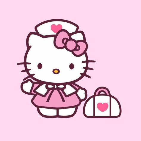 Nurse Cute Cartoon, Sanrio Printables, Day Wallpaper Aesthetic, Garage Door Ideas, Valentines Day Wallpaper, Nurse Cartoon, Hello Kitty Imagenes, Pink Wallpaper Hello Kitty, Images Hello Kitty