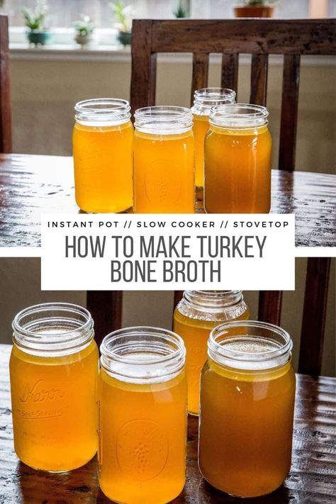 Broth Instant Pot, Turkey Bone Broth, Bone Broth Instant Pot, Turkey Stock Recipe, Turkey Gravy From Drippings, Making Bone Broth, Instant Pot Slow Cooker, Turkey Gravy Recipe, How To Make Turkey