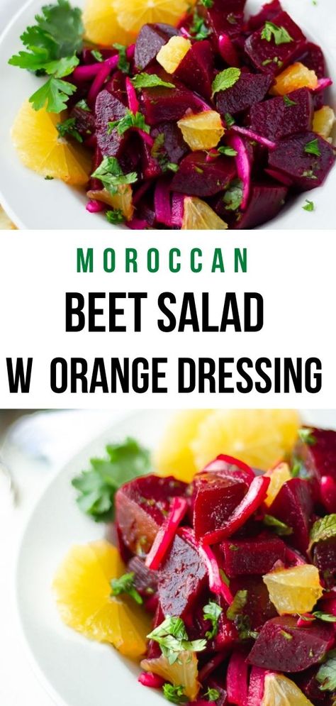 Beet And Orange Salad Recipes, Moroccan Beet Salad Recipe, Middle Eastern Beet Salad, Moroccan Beet Salad, Moroccan Orange Salad, Vegan Beets Recipe, Beet Orange Salad Recipes, Canned Beet Salad Recipes, Fresh Beet Salad