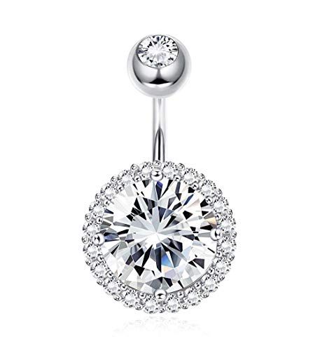 Sllaiss 14G Halo Belly Button Rings for Women 925 Sterling Silver CZ Belly Rings Round Cubic Zirconia Curved Barbell Navel Rings Body Piercing Jewelry Hypoallergenic, #Ad #Women, #advertisement, #Rings, #Silver, #Sterling Navel Piercing Jewelry, Belly Bars, Button Rings, Navel Piercing, Belly Piercing, Belly Button Piercing, Rings Silver, Navel Rings, Body Piercing Jewelry