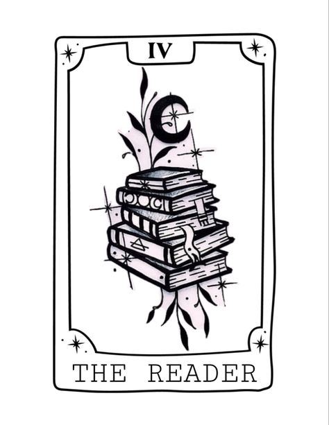 Book Aesthetic Sticker, Sticker Book Diy, Book Design Ideas, Reader Tattoo, The Reader Tarot Card, Lotusblume Tattoo, Bookish Tattoos, Tarot Card Tattoo, Tarot Tattoo