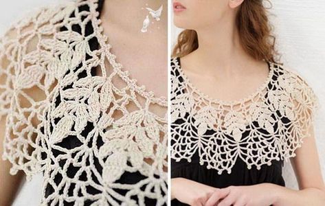 Crochet lace collar Crochet Lace Capelet Free Pattern, Crochet Lace Shawl Pattern Free Easy, Crochet Lace Collar Vintage Free Pattern, Crochet Lace Capelet, Lace Collar Pattern, Crochet Lace Collar Pattern Free, Crochet Collars Patterns Free, Vintage Crochet Doily Pattern, Lace Capelet