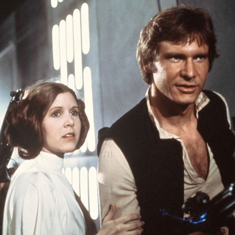 Carrie Fisher, Mark Hamill, Harrison Ford Han Solo Costume, Han Solo Leia, Princess Leia Costume, Dark Vader, Leia Costume, Han And Leia, Star Wars Episode Iv, May The Fourth Be With You, Dark Vador