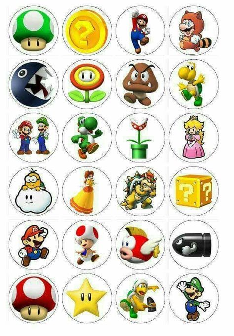 23 Printable Super Mario Cupcake Topper Instant Download 0AA Mario Bros Characters, Super Mario Cupcakes, Mario Und Luigi, Mario Crafts, Mario Bros Cake, Super Mario Cake, Mario Y Luigi, Super Mario Bros Birthday Party, Mario E Luigi