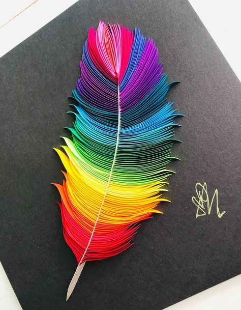 Pretty Flowers Photography, Rainbow Feather, Frame Wall Collage, Arte Aesthetic, Paper Quilling Jewelry, Rainbow Decor, Quilled Paper Art, Paper Quilling Patterns, 3d Paper Art