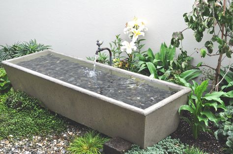 ... Custom made rustic concrete trough water feature Ground Water Feature, Concrete Trough, Small Backyard Ponds, Diy Water Feature, Garden Sink, Garden Ponds, Garden Water Feature, Small Water Features, Water Trough