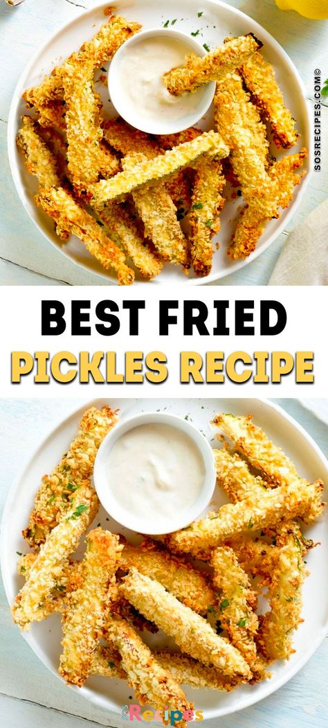 I personally believe that breading is the most crucial part of cooking deep-fried pickles, as they need to be crispy on the top. Just follow this recipe for the best way to bread your pickles. All you have to do is stick to these easy steps to achieve the most delicious fried pickles you’ll ever have. Best Fried Pickles Recipe, Easy Deep Fried Pickles, Best Fried Pickles, Crispy Fried Pickles, Fried Pickle Spears, Easy Fried Pickles, Dill Dip Recipes, Deep Fried Pickles, Fried Pickles Recipe