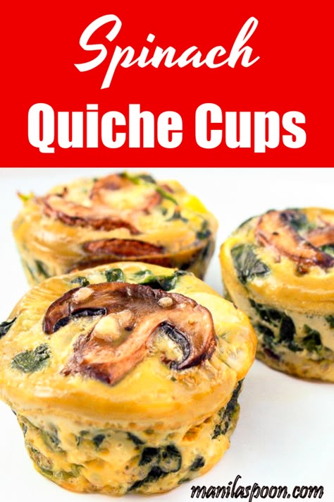 Completely gluten-free and low-carb is this healthy and delicious SPINACH QUICHE CUPS that everyone raves about. You can tweak the recipe to add your favorite vegetables! #spinachquichecups #spinachquiche #lowcarbquiche #spinachmushroomsquiche #lowcarbbreakfast #lowcarbbrunch #ketofriendlybreakfast Fancy Mushrooms, Vegetable Quiche Recipes, Quiche Cups, Low Carb Quiche, Keto Quiche, Vegetable Quiche, Quiche Recipes Easy, Spinach Quiche, Quiche Recipes