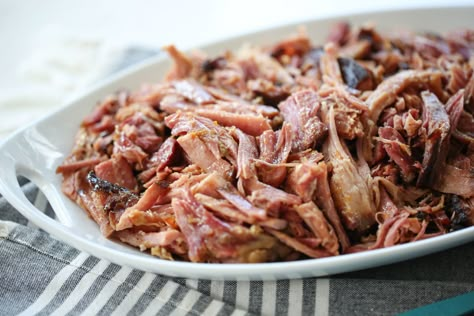 Smoked Pulled Ham Smoked Ham Pitboss, Smoked Shredded Ham, Pulled Ham Smoker, Smoked Pulled Ham Recipes, Smoked Pulled Ham, Pulled Ham Recipes, Smoked Ham Recipes Smokers, Recteq Recipes, Pulled Ham