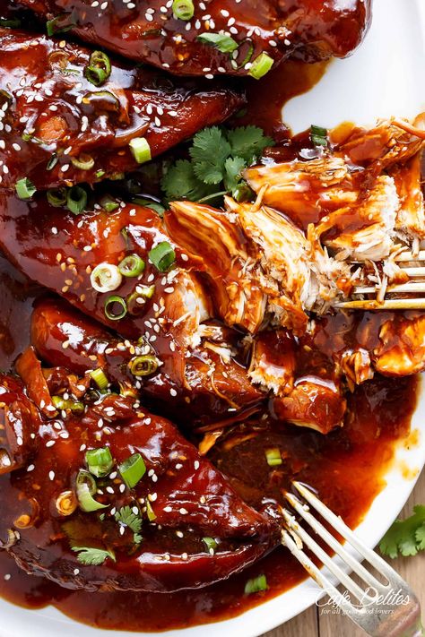 Slow Cooker Asian Glazed Chicken - Cafe Delites Asian Slow Cooker Recipes, Asian Glazed Chicken, Slow Cooker Chinese, Slow Cooker Asian Chicken, Chinese Style Chicken, Low Fat Chicken Recipes, Glazed Chicken Breast, Chicken Breast Slow Cooker, Slow Cooker Asian