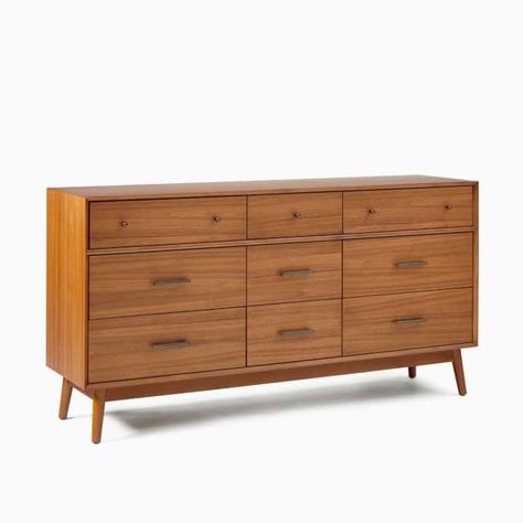 Mid-Century 9-Drawer Dresser - Acorn Mid Century Storage, Contemporary Dresser, Mid Century Nightstand, Walnut Dresser, 7 Drawer Dresser, 9 Drawer Dresser, Modern Dresser, Dressers And Chests, Wood Tile